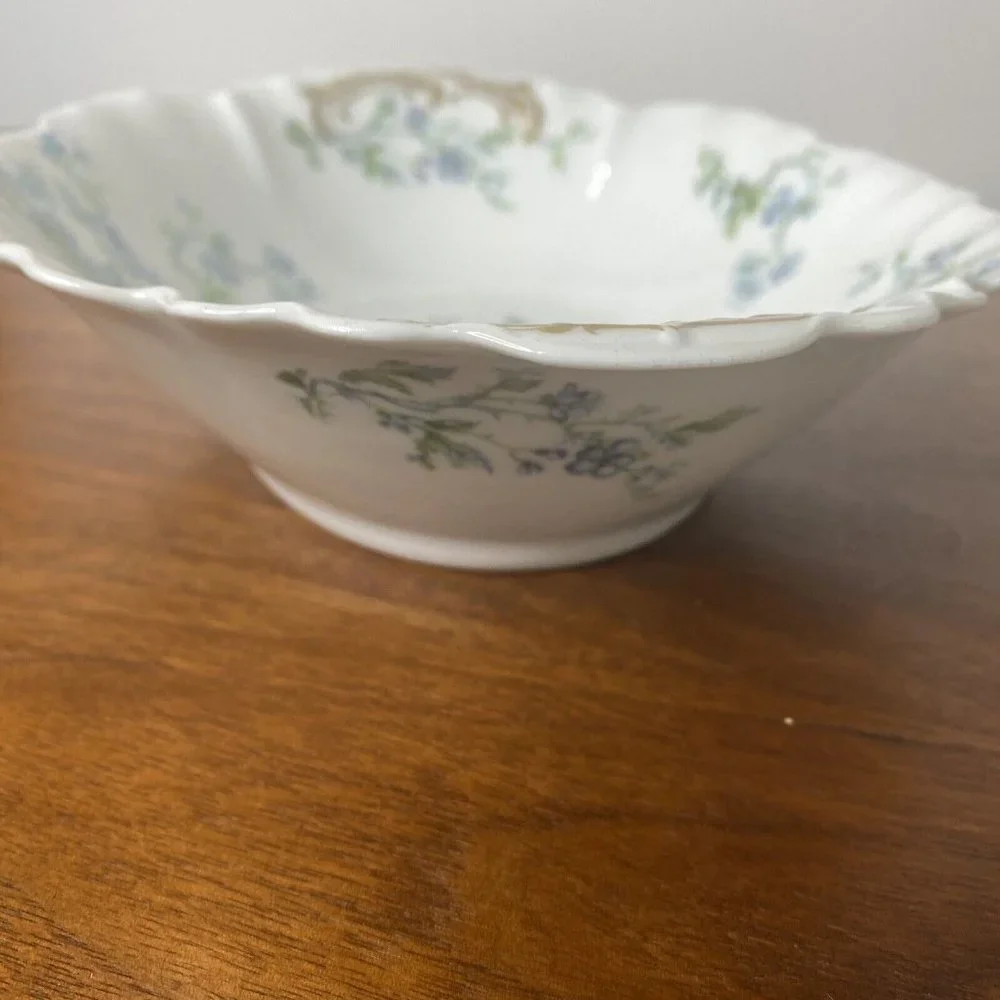 Vintage Limoges france haviland Vegetable Serving Dish blue flowers 9.5”